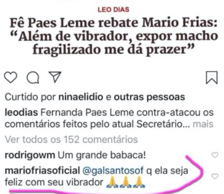 Mario Frias rebateu comentários dos internautas - Foto: Reprodução/ Instagram