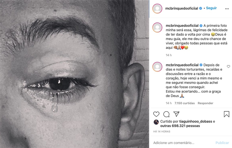 MC Brinquedo chorando - Foto: Reprodução/ Instagram