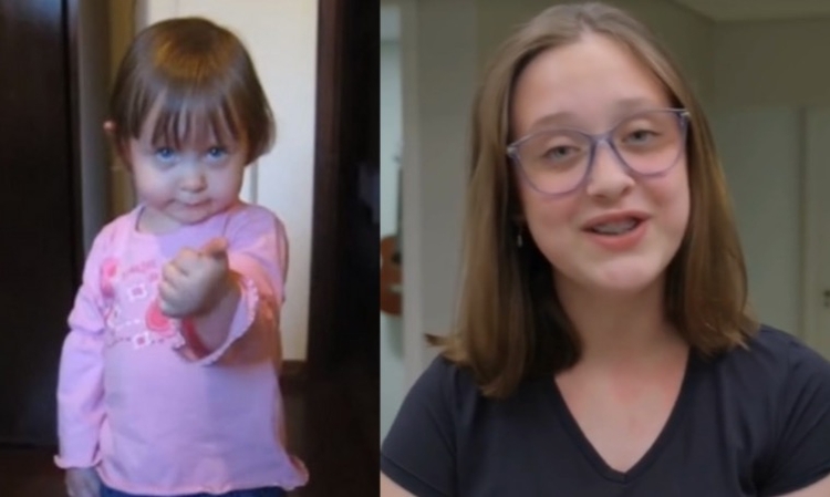  Isabela Horst aos 2 e 12 anos Foto: Reprodução Youtube/ TV Globo