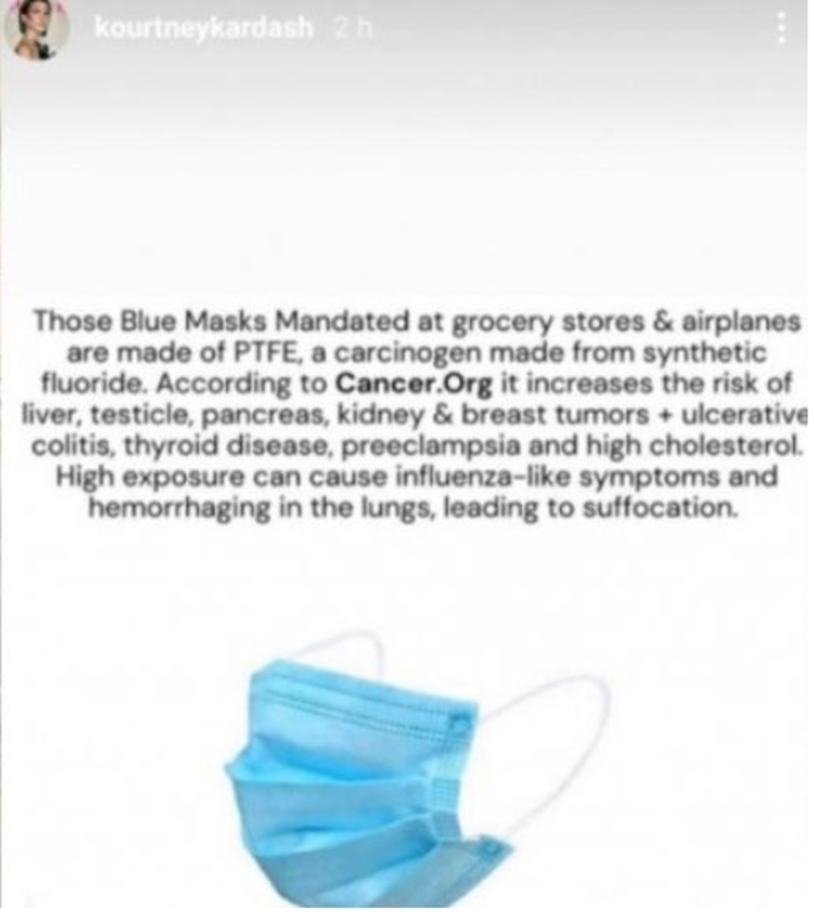 Kourtney Kardashian foi criticada após teoria sobre máscara - Foto: Reprodução/ Instagram