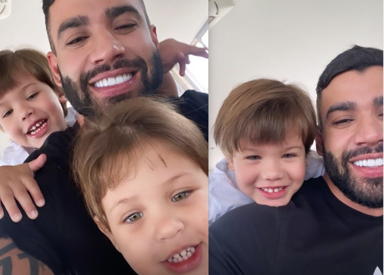 Gusttavo Lima com Gabriel e Samuel - Foto: Reprodução/ Instagram
