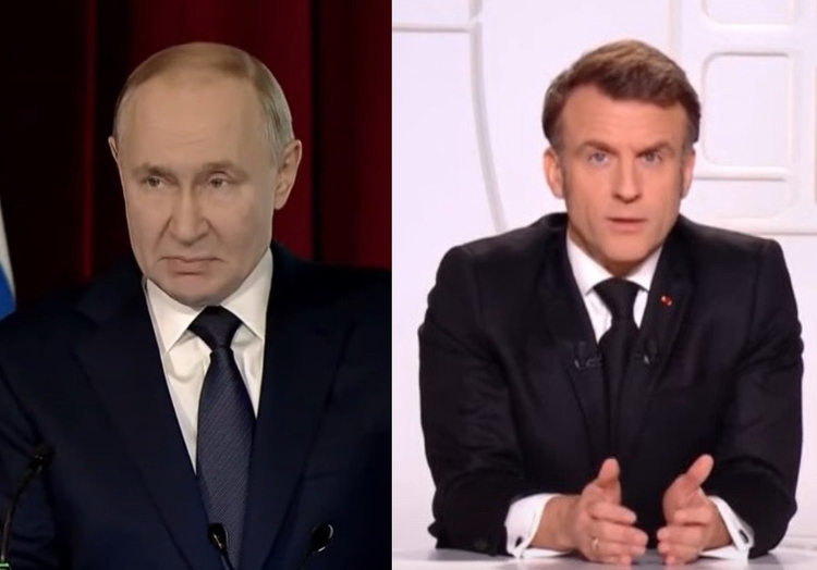 Presidentes da Rússia e França, Putin e Macron, respectivamente - Foto: Reprodução/Youtube