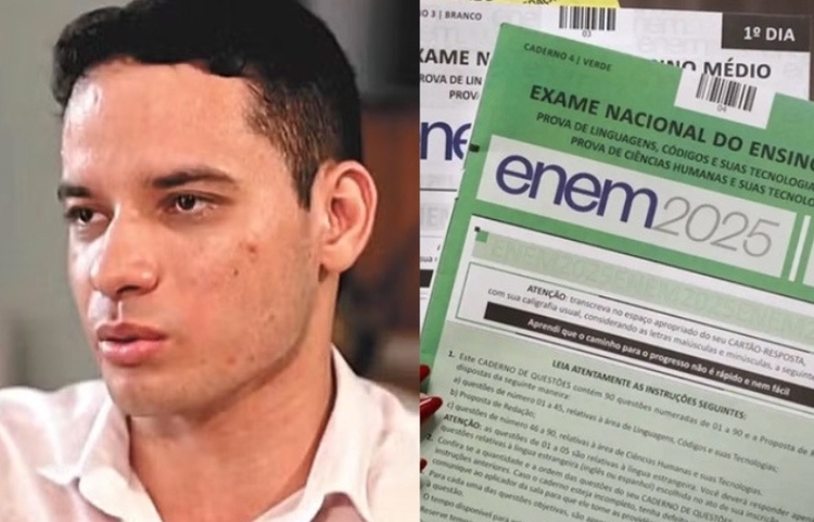 Estudante de medicina Edcley Teixeira - Foto: Reprodução/Fantástico e Divulgação/INEP