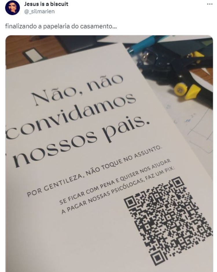 Noiva fez questão de pedir para não perguntarem - Foto: Reprodução / Twitter 
