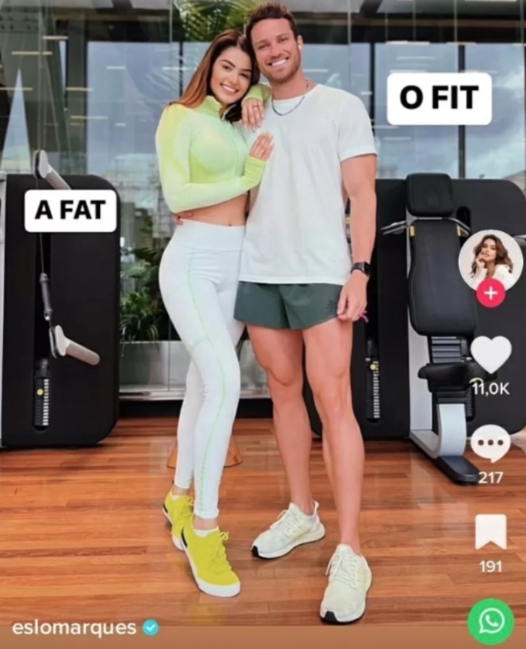 Eslovênia e Lucas na academia - Foto: Reprodução/TikTok