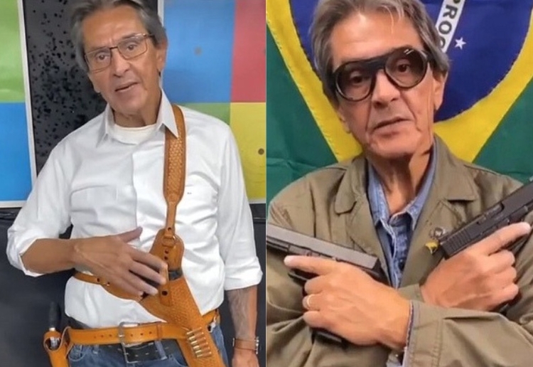 Roberto Jefferson segurando duas pistolas - Foto: Reprodução/Redes Sociais