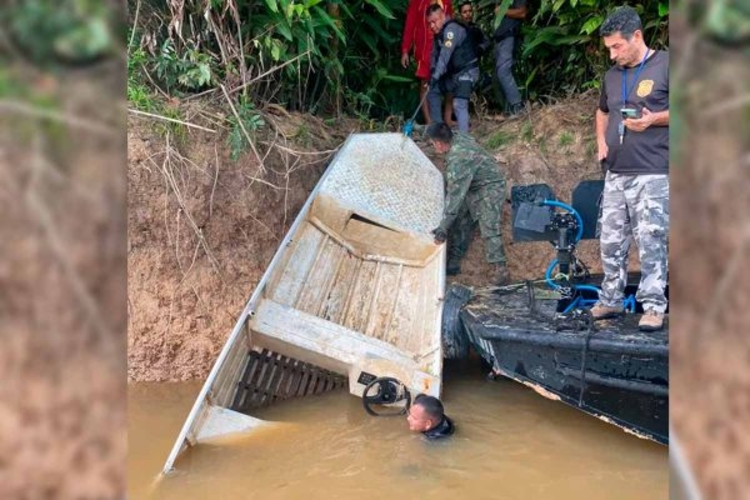 Barco de Bruno que foi afundado no Rio Itaguaí - Foto: Divulgação PF