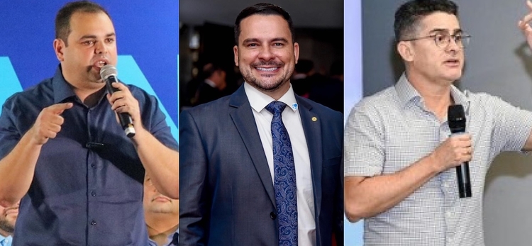 Pré-candidatos Roberto Cidade (União Brasil), Alberto Neto (PL) e David Almeida (Avante) / Foto: Portal do Holanda