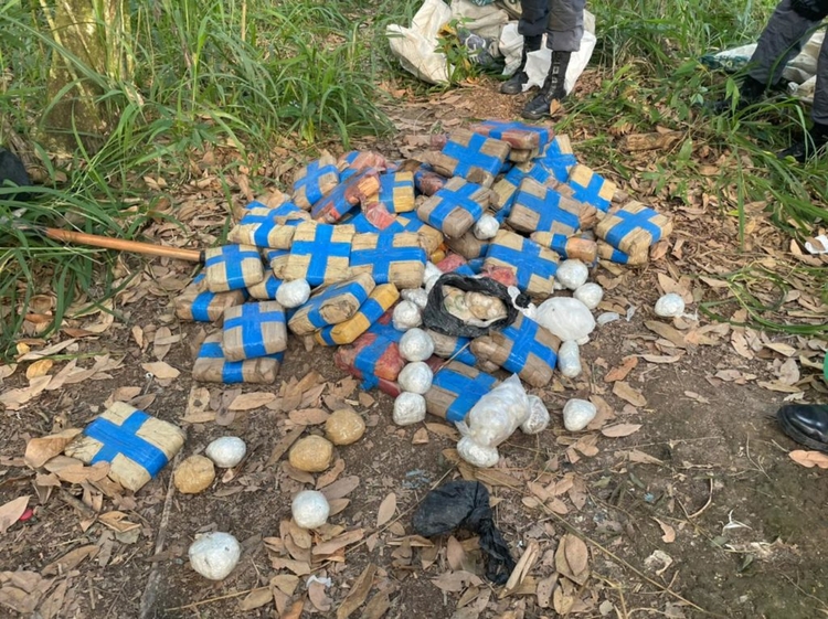 Drogas estavam escondidas em buraco - Foto: Divulgação/Força Tática