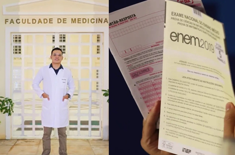 'Mentor' estudante de Medicina de Sobral acertou com precisão as questões em uma live feita dias antes do exame. Foto: Reprodução/Instagram e Agência Brasil