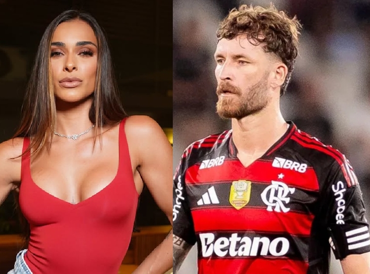 À esquerda, Tainá. Crédito: Reprodução/Instagram ---- À direita, Léo Pereira. Crédito da foto: Adriano Fontes/Flamengo