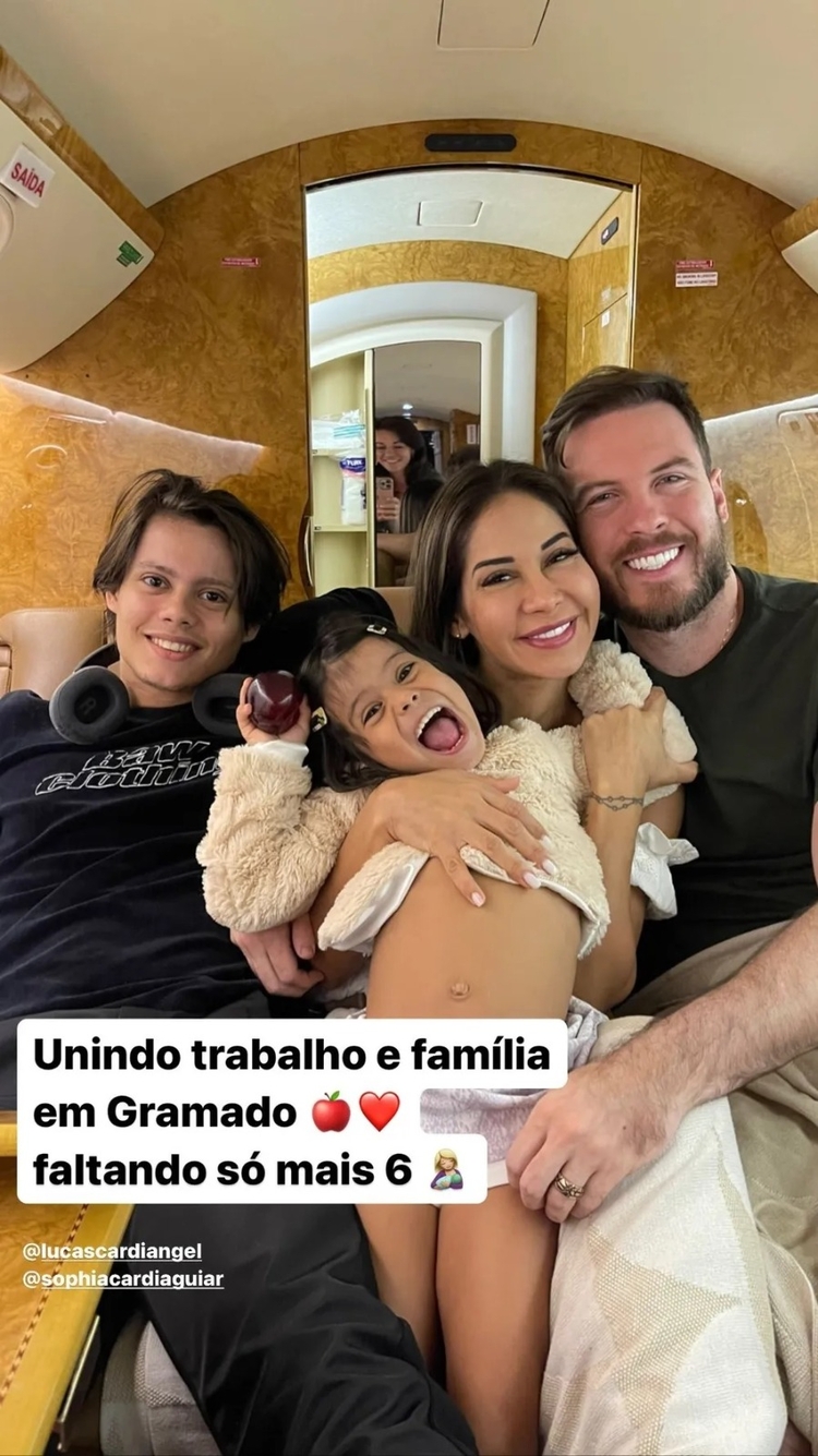 Em jatinho, Thiago Nigro e Maíra Cardi reforçam plano de 8 filhos: 'faltam 6'