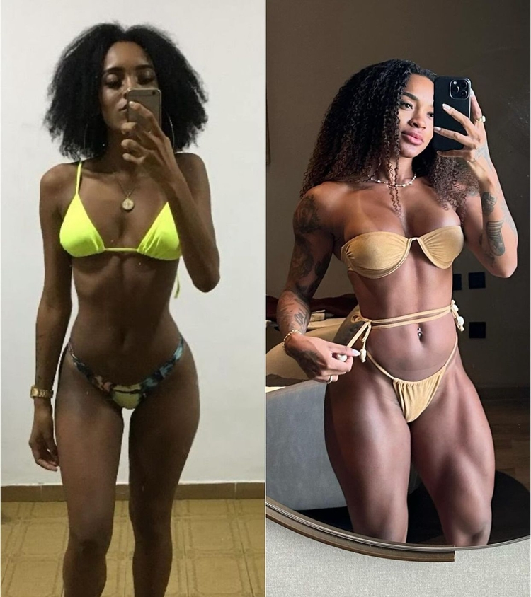 Antes e depois da transformação do corpo - Fotos: Reprodução/Instagram
