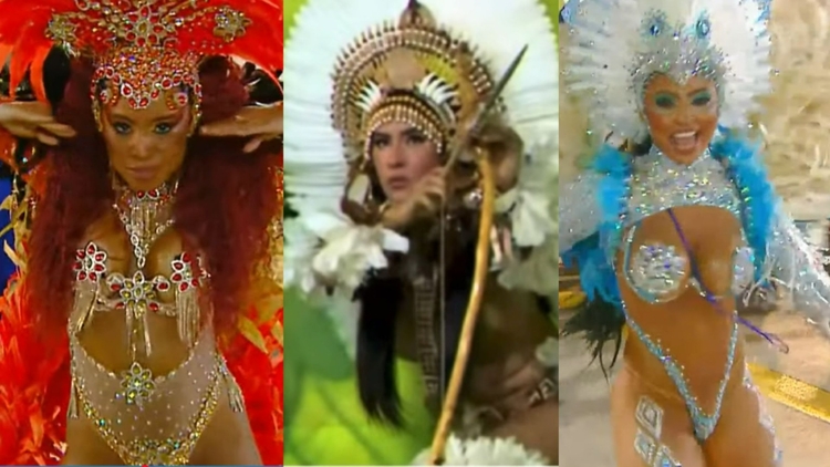 Isabelle com musa e rainha da bateria- Foto: Reprodução