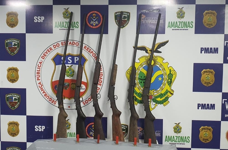 Seis armas de fogo foram apreendidas - Foto: Divulgação/SSP