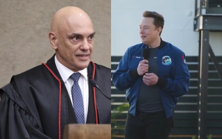 Ministro Alexandre de Moraes e Elon Musk. - Foto: Divulgação TSE / Reprodução Twitter