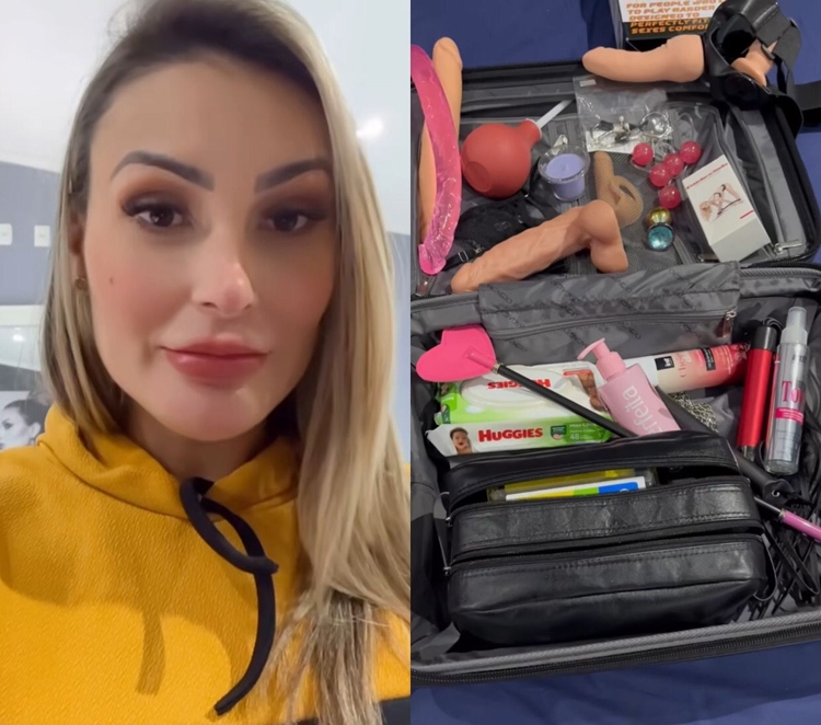 Andressa Urach e sua 'mala do sexo' - Imagens: Reprodução/Instagram