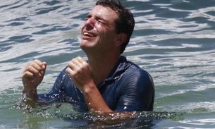  Théo, de 'Salve Jorge': Rodrigo Lombardi vive cena dramática em mergulho no mar