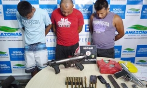 Traficantes presos portando fuzil e submetralhadora