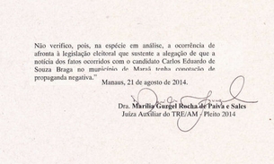 Juiza nega recurso do senador Eduardo Braga e diz que Portal do Holanda foi correto