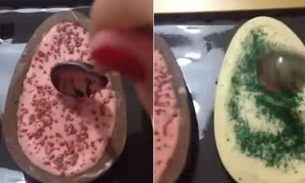 VÍDEO: Mulher revoltada, mostra o ovo de Páscoa de colher duro como pedra