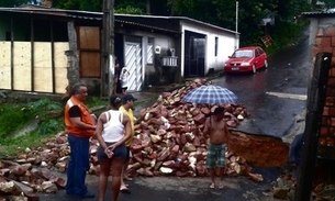 Chuva derruba gabião de sustentação de ponte no Lírio do Vale