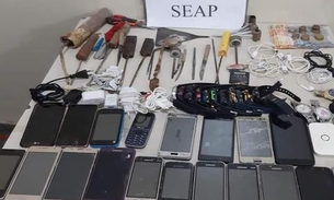 Polícia apreende celulares, armas e drogas durante revista em presídio no Amazonas 