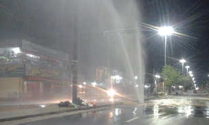 Tubulação estoura e prejudica moradores do Jorge Teixeira