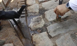 Trilhos do bondinho têm manutenção no Centro