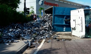 Carreta tomba na avenida Buruti e complica trânsito no Distrito Industrial