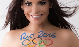  Suzy Cortez posa nua com pintura corporal em homenagem às Olimpíadas