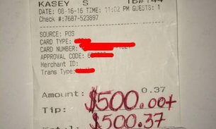 Mulher deixa gorjeta de R$ 1,6 mil ao garçom 