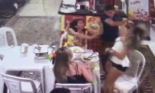 Vídeo flagra jovem sendo agredida pelo ex em lanchonete  