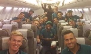 Após tragédia, jogadores postam fotos do primeiro voo internacional da Chapecoense 