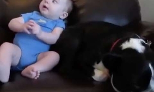 Bebê solta pum e reação de cachorro viraliza na web  