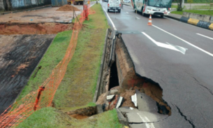 Dez dias após cratera se abrir, avenida continua desabando em Manaus