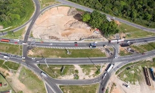Rotatória é interditada para construção de trevo e altera trânsito em Manaus