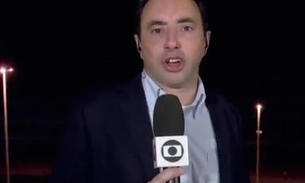 Repórter da Globo leva susto ao vivo com barulho de fogos, vídeo