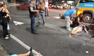 Casal fica ferido ao ser atropelado por micro-ônibus em avenida de Manaus