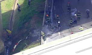 Helicóptero cai sobre caminhão e deixa 2 mortos em São Paulo