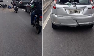 Em Manaus, acidente entre carro e motocicleta deixa homem ferido em avenida