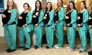 Nove enfermeiras que trabalham com partos no mesmo hospital estão grávidas