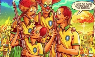 Banda divulga poster de turnê no Brasil com 'família Bozo' armada