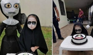 Menina de 3 anos viraliza ao ter festa com o tema de filme de terror 