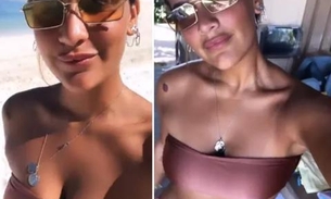 Filha de Flávia Alessandra mostra corpão em ilha no Caribe