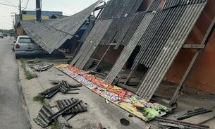 Homem dorme ao volante e destrói fachada de comércio em Manaus