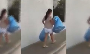 Vídeo: mulher descobre que foi traída e deixa roupas do marido em agência bancária