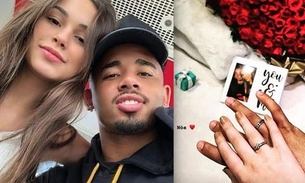 Com aliança e buquê, Gabriel Jesus assume romance com modelo Fernanda Queiroz