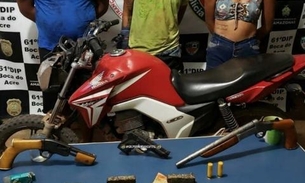 Com escopetas, drogas e moto roubada grupo é preso em flagrante no Amazonas 