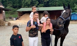 Cristiano Ronaldo com filhos e esposa em sítio: 'domingo em família'